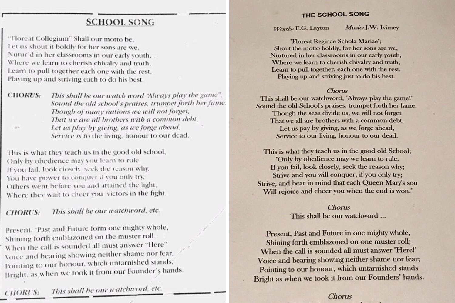School songs comparison
